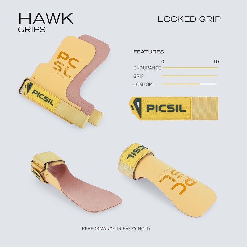 PICSIL Hawk Grips+ Wristbands + Bag, Use Without Magnesium, Grip on All Supercies and Bars, Designed for All Athletes, Crosstraining Gloves - Image 4